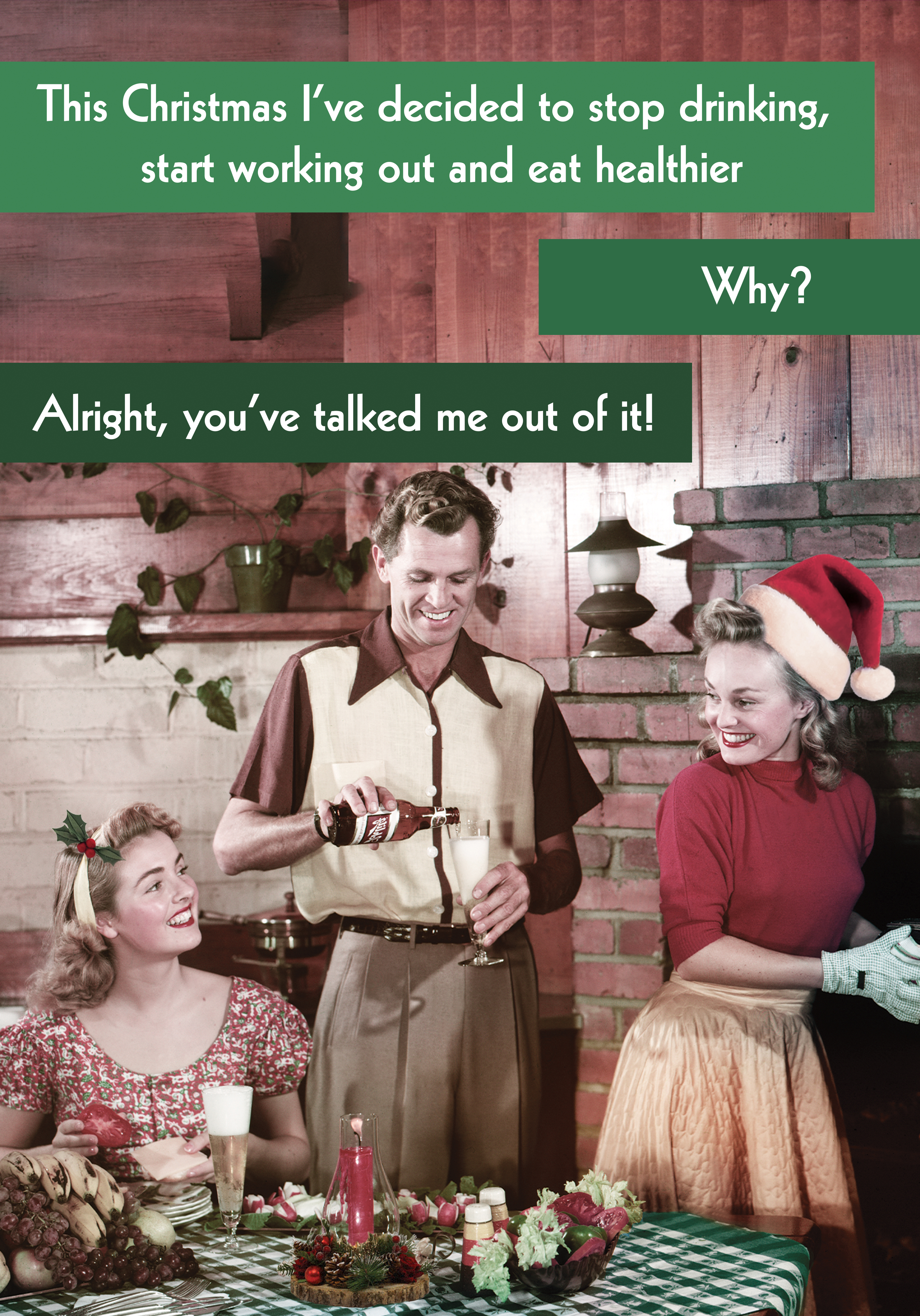 Photograph of Funny Retro Christmas Card - Working Out