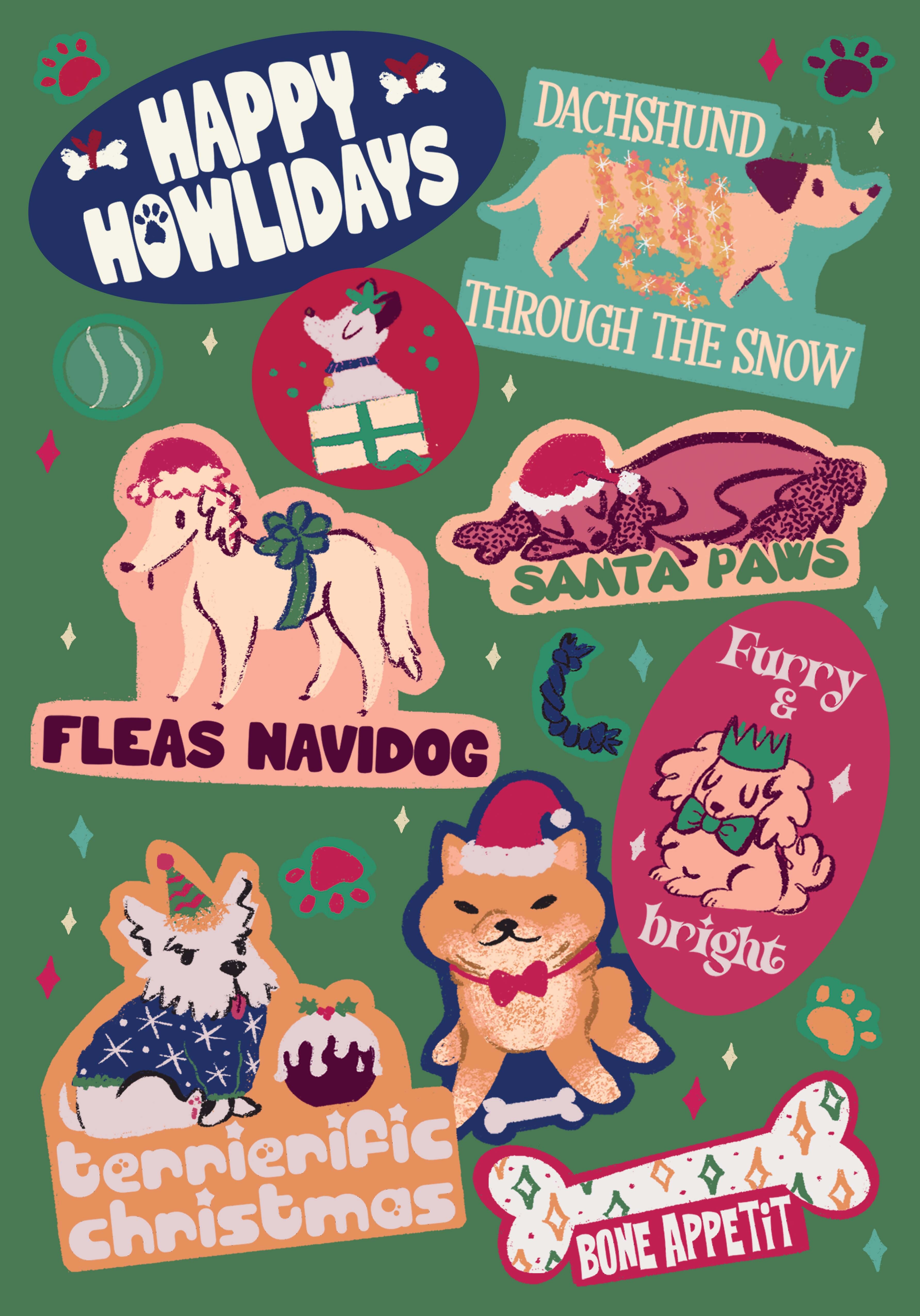 Photograph of Happy Howlidays Dog Pun Christmas Card