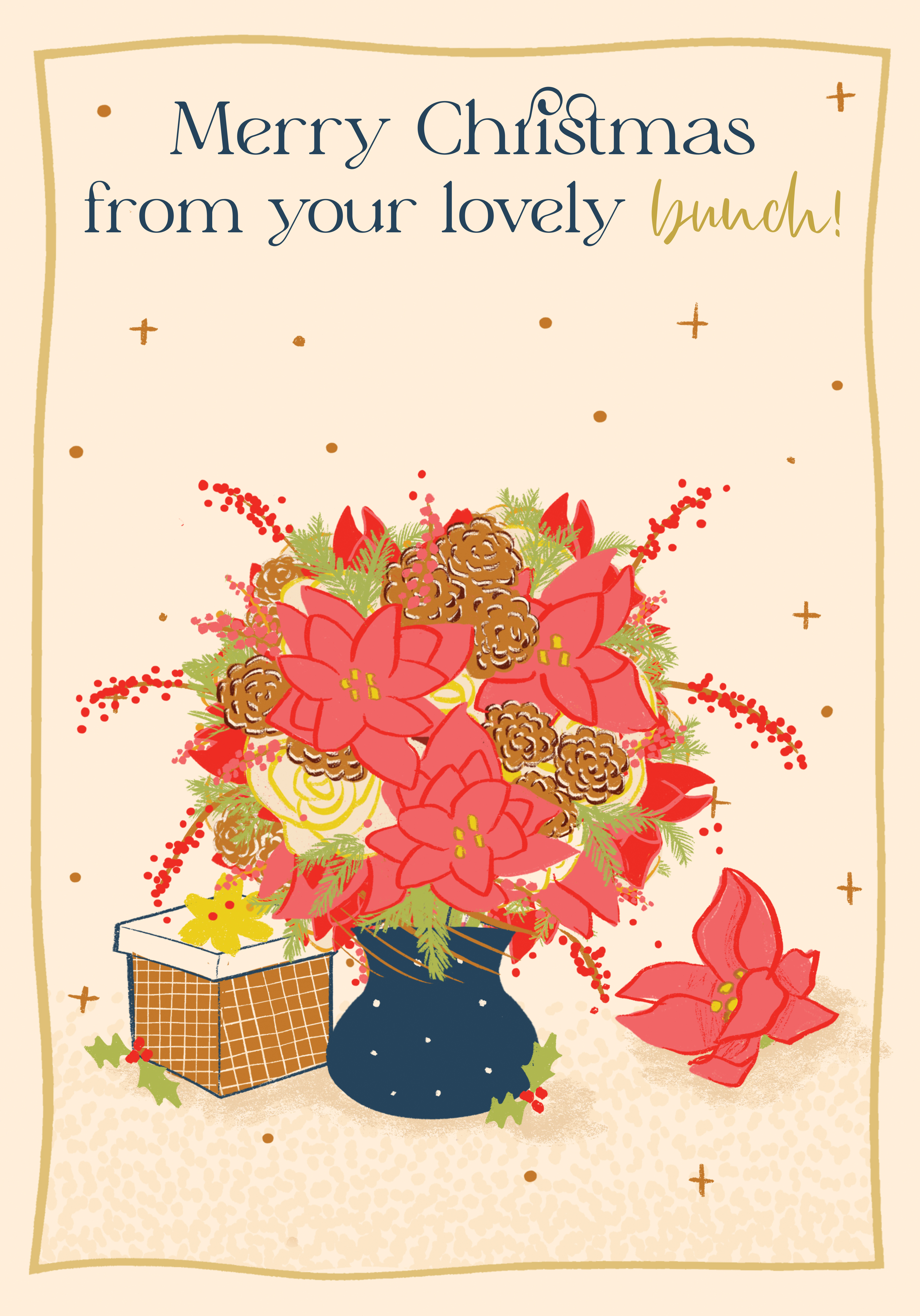 Photograph of Floral Merry Christmas From All of Us Card