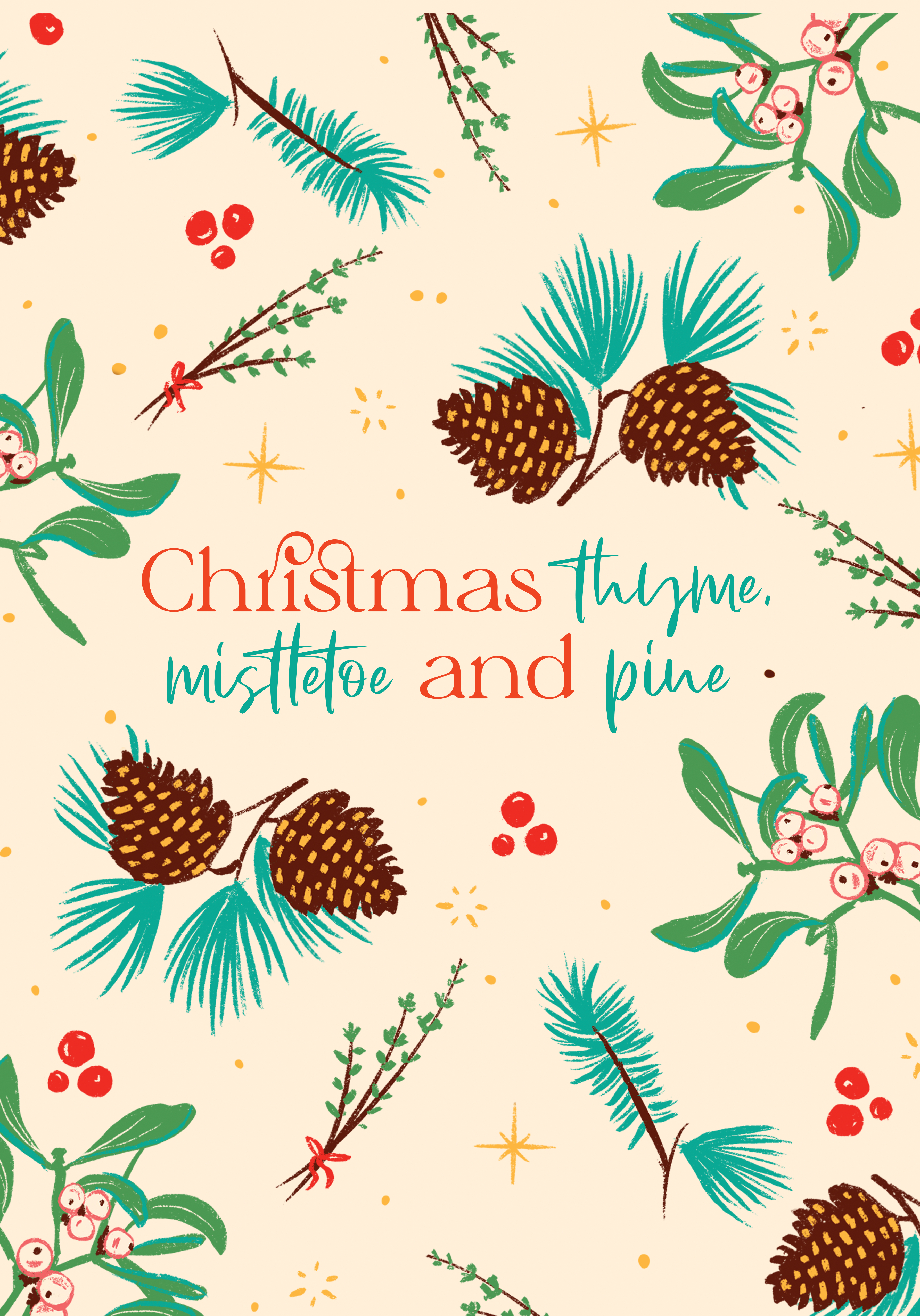 Photograph of Floral Christmas Card - Thyme Mistletoe & Pine