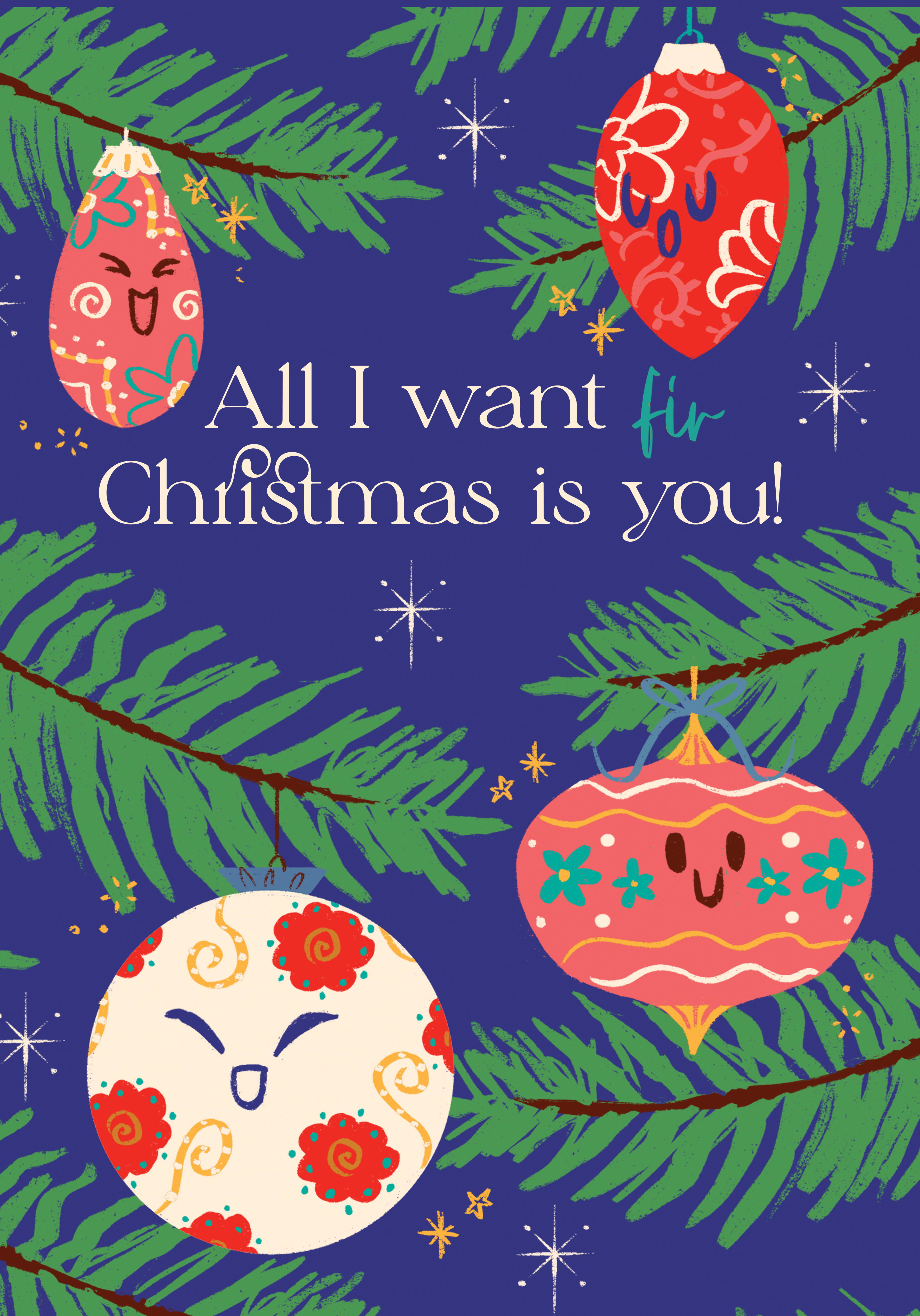Photograph of Tree Pun Christmas Card - All I Want Fir Christmas