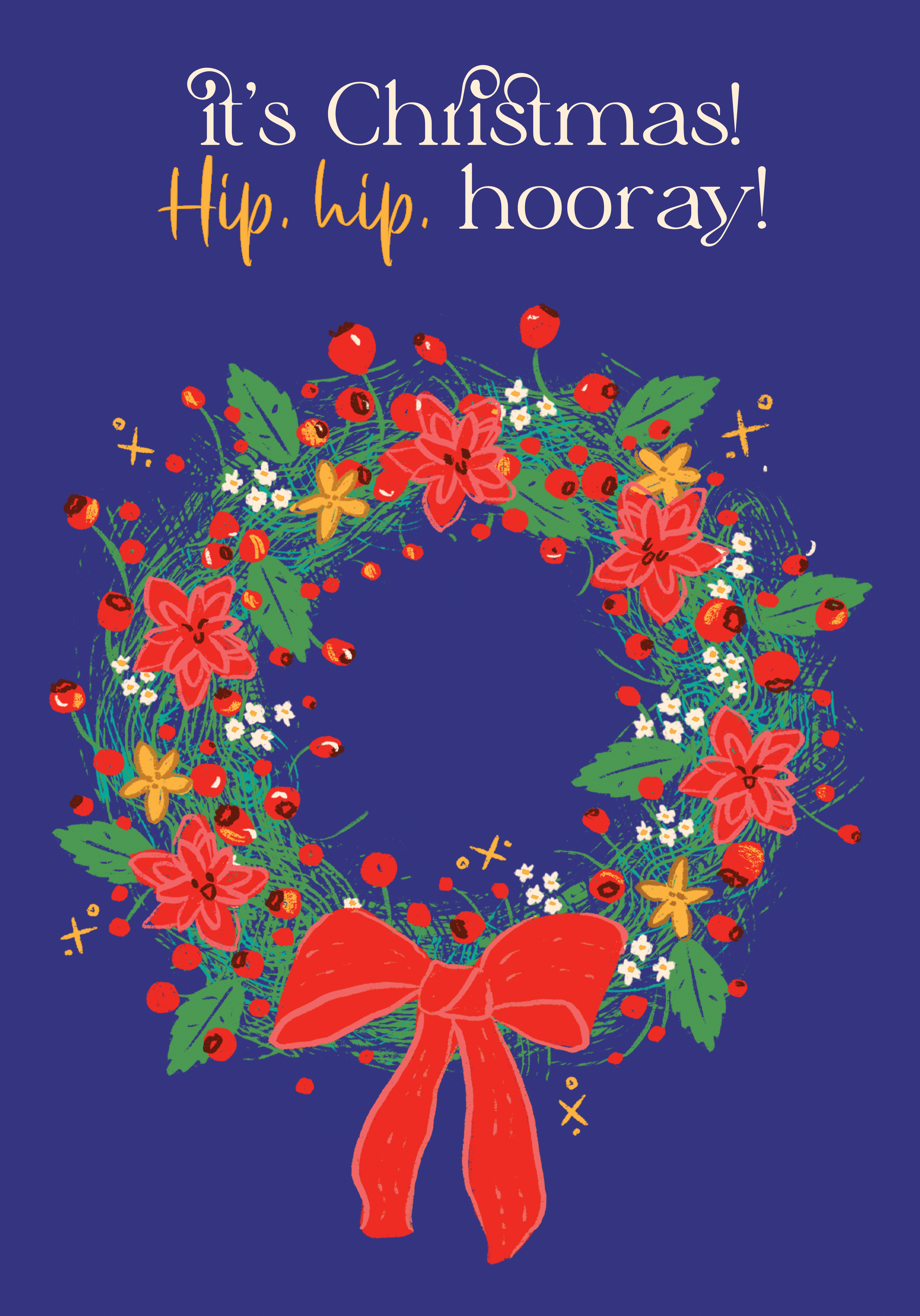 Photograph of Wreath Christmas Card - Hip Hip Hooray
