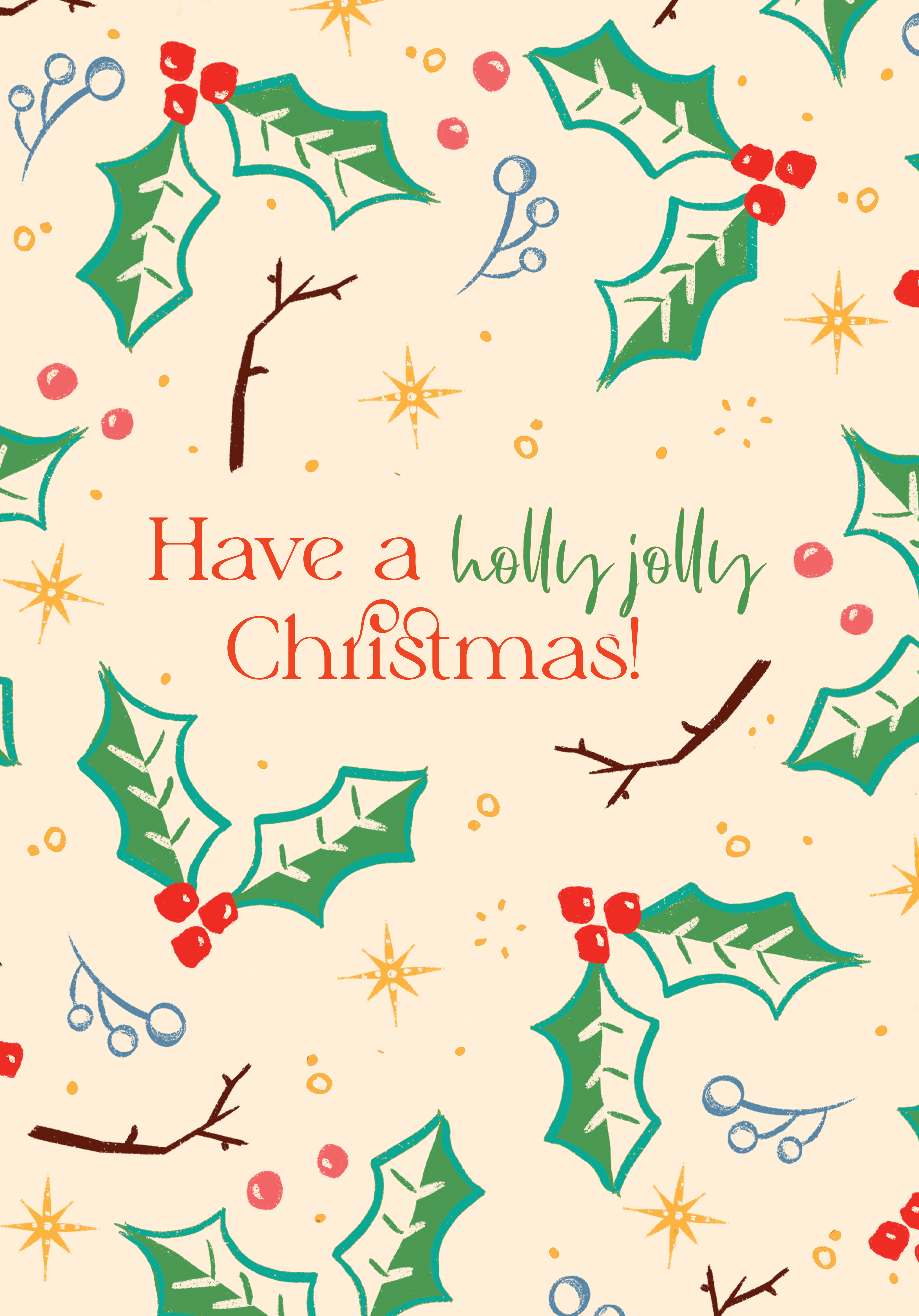 Photograph of Floral Holly Jolly Christmas Card