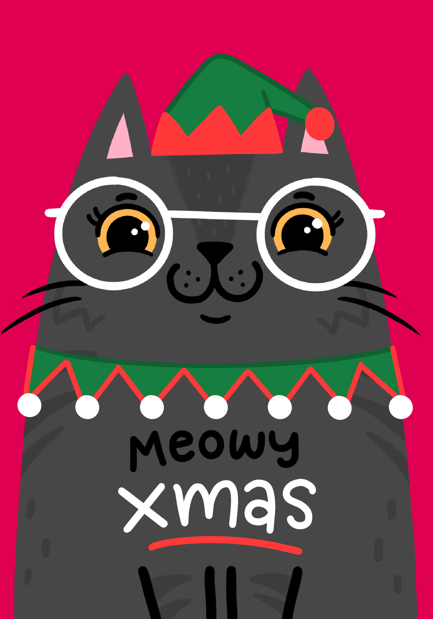 Photograph of Meowy xmas black cat