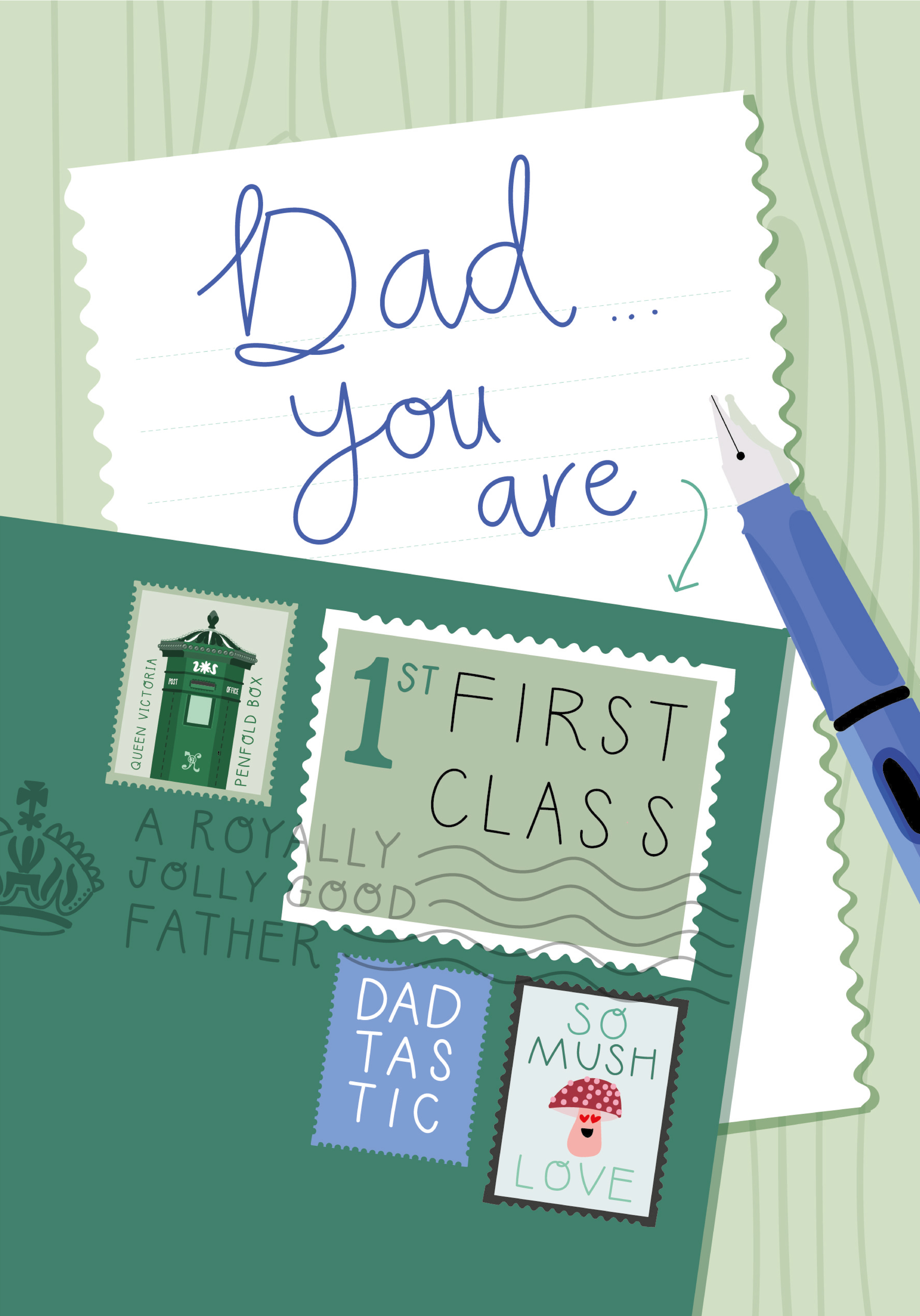 Photograph of Dad you are First Class, Postal Card