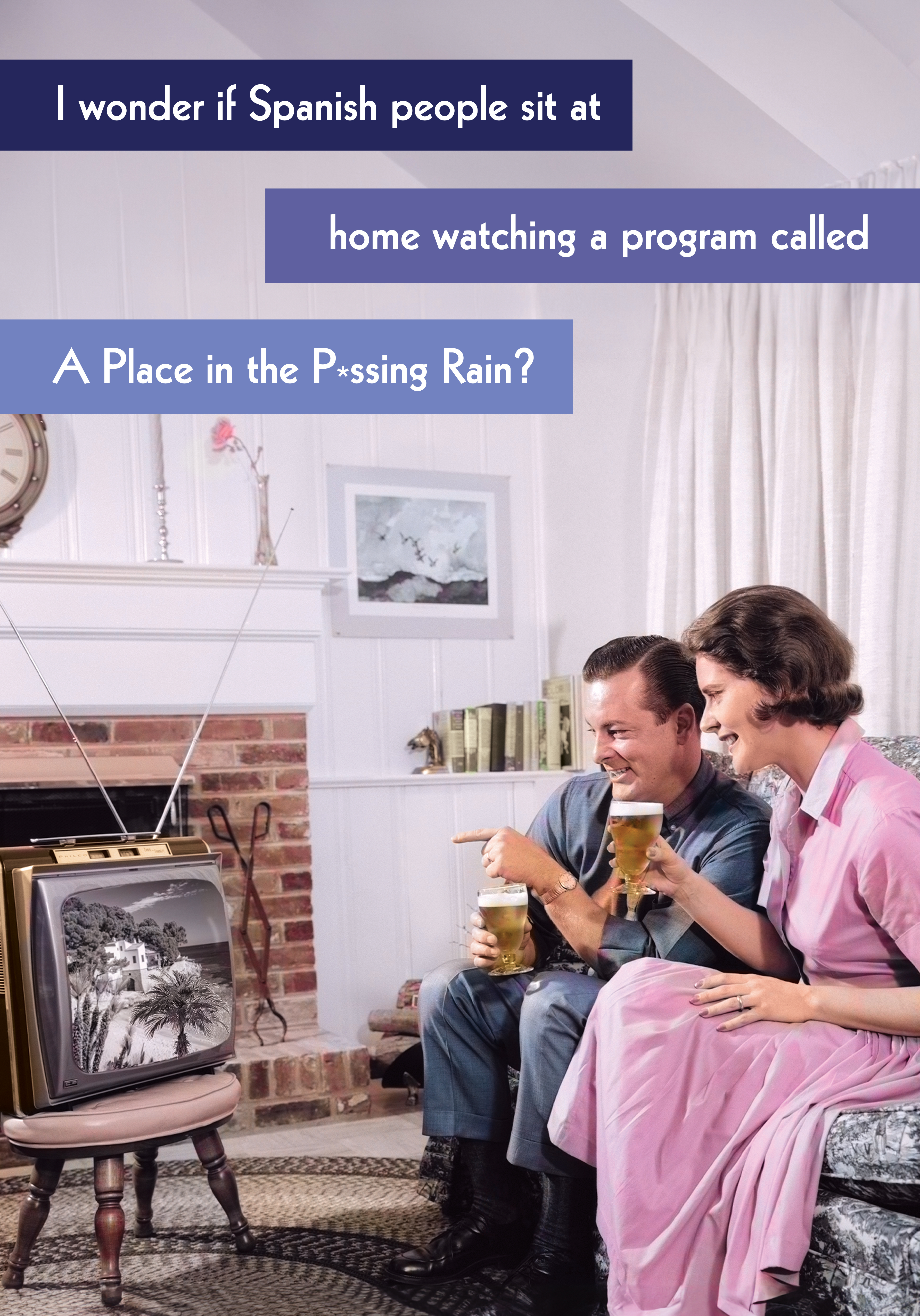 Photograph of Funny Retro Card - A Place in the Rain