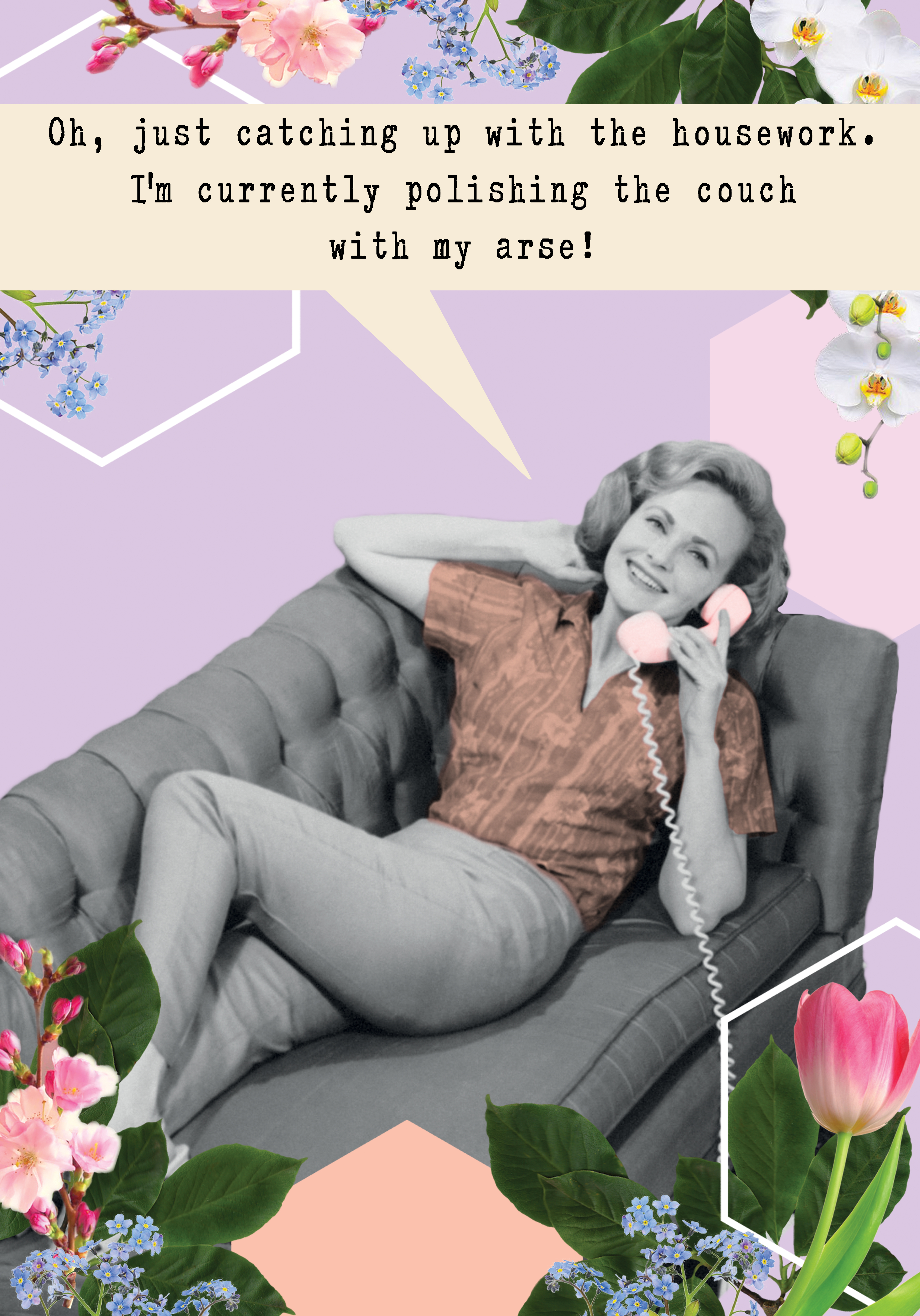 Photograph of Funny Retro Card - Catching Up on Housework