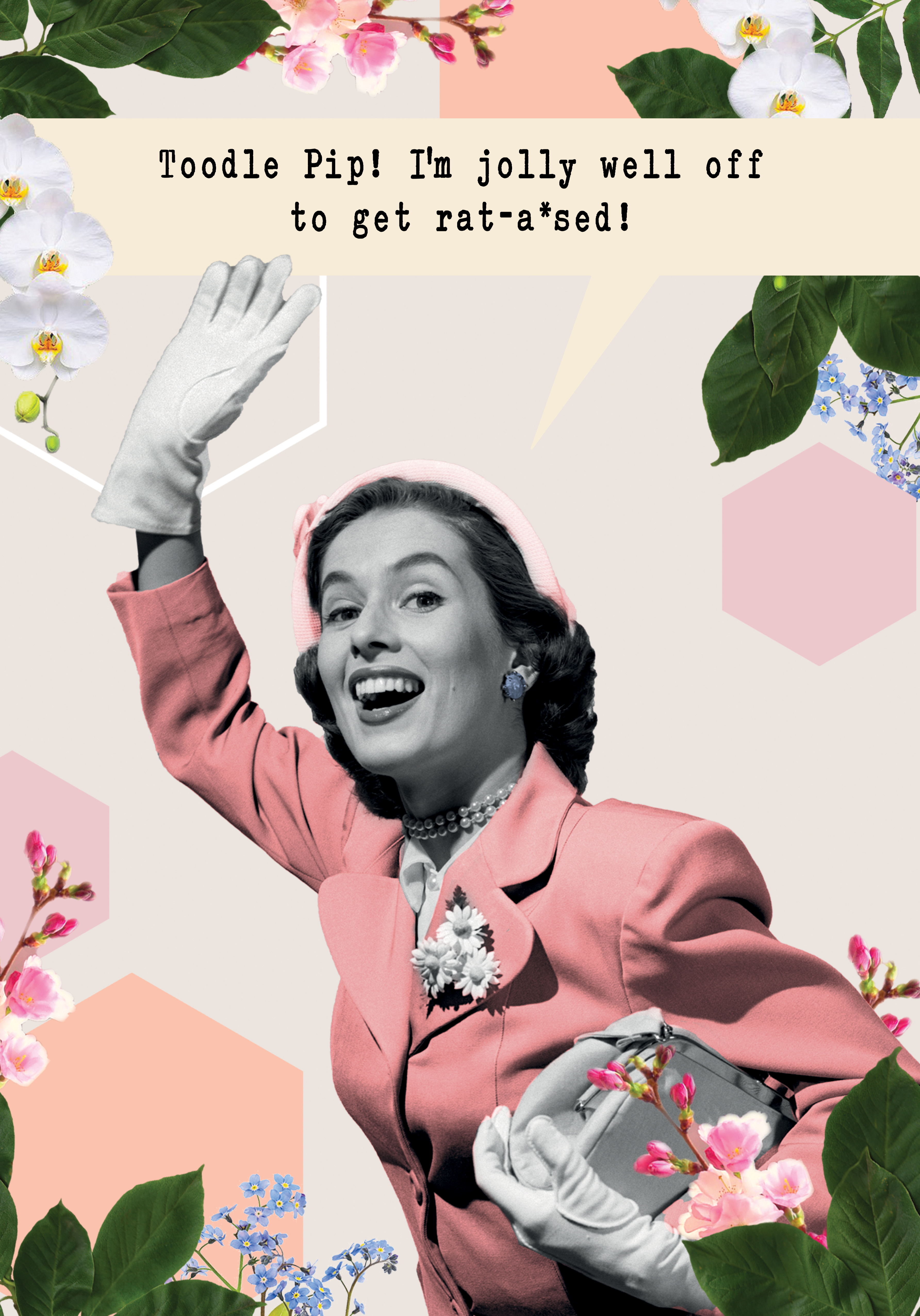Photograph of Funny Retro Floral Birthday - Toodle Pip!