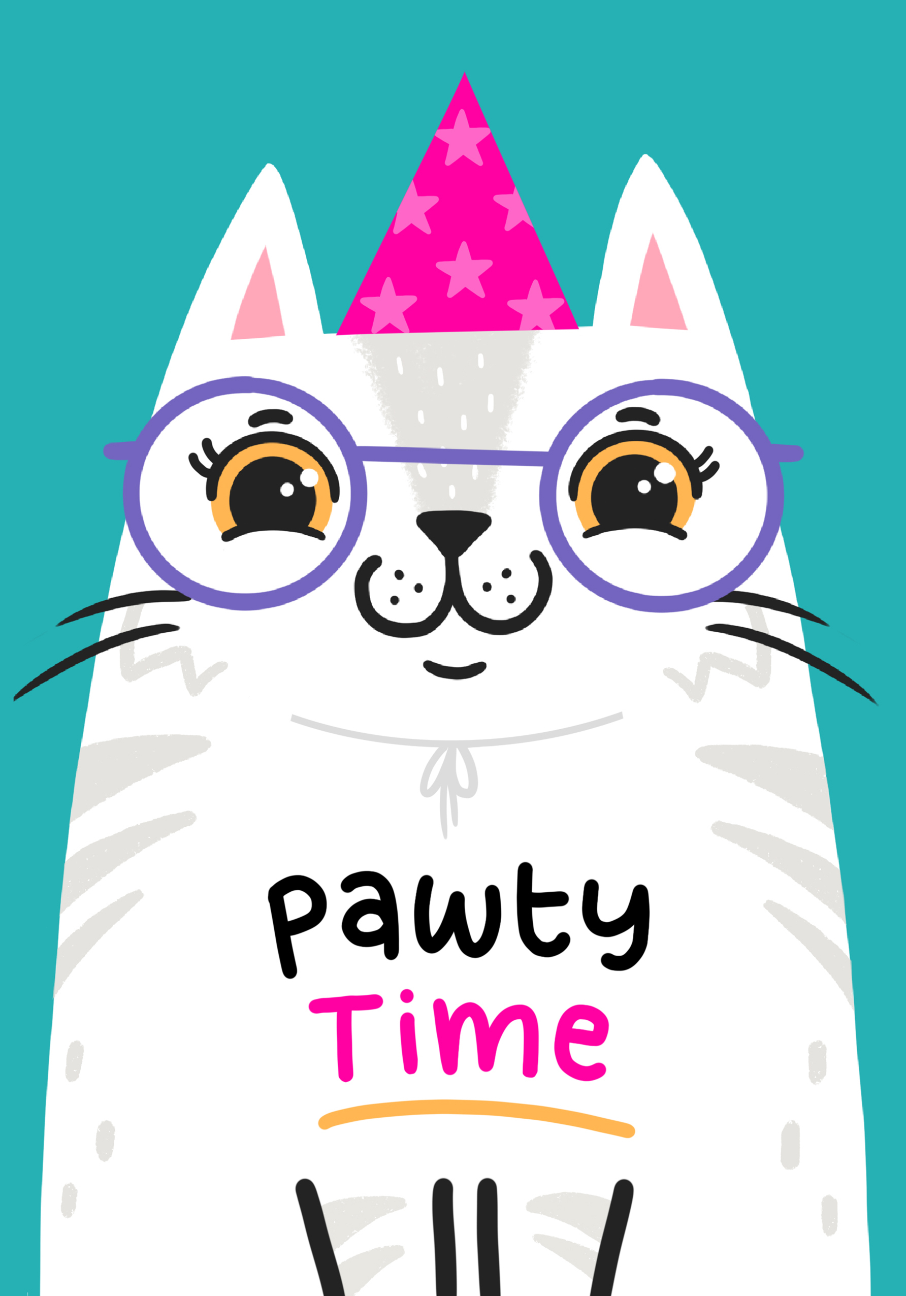 Photograph of Pawty Time - White Cat