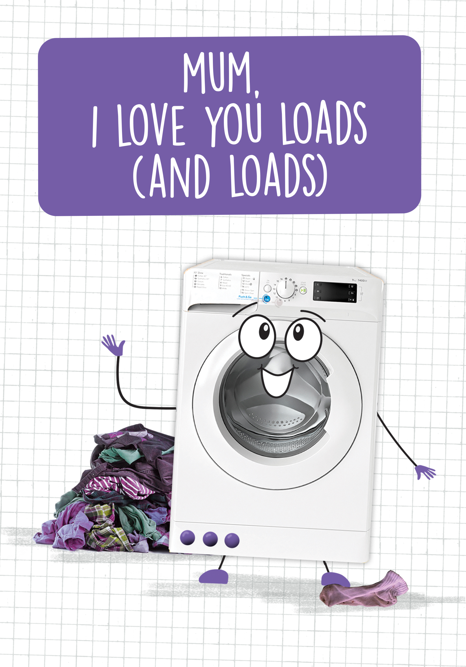 Photograph of Washing Machine Card - Mum I Love You Loads