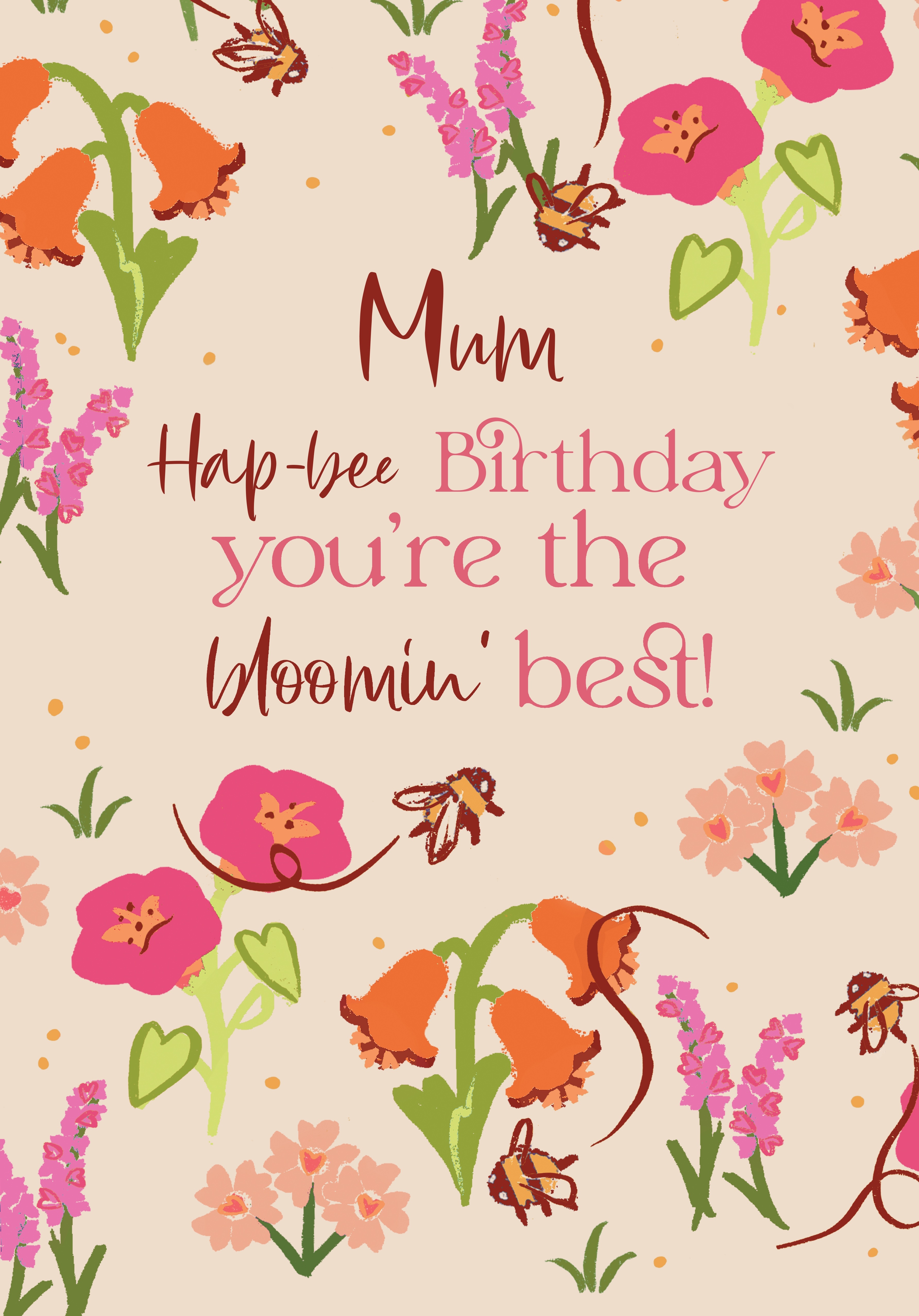 Photograph of Mum Hap-bee Birthday - Cute Floral Bee Print