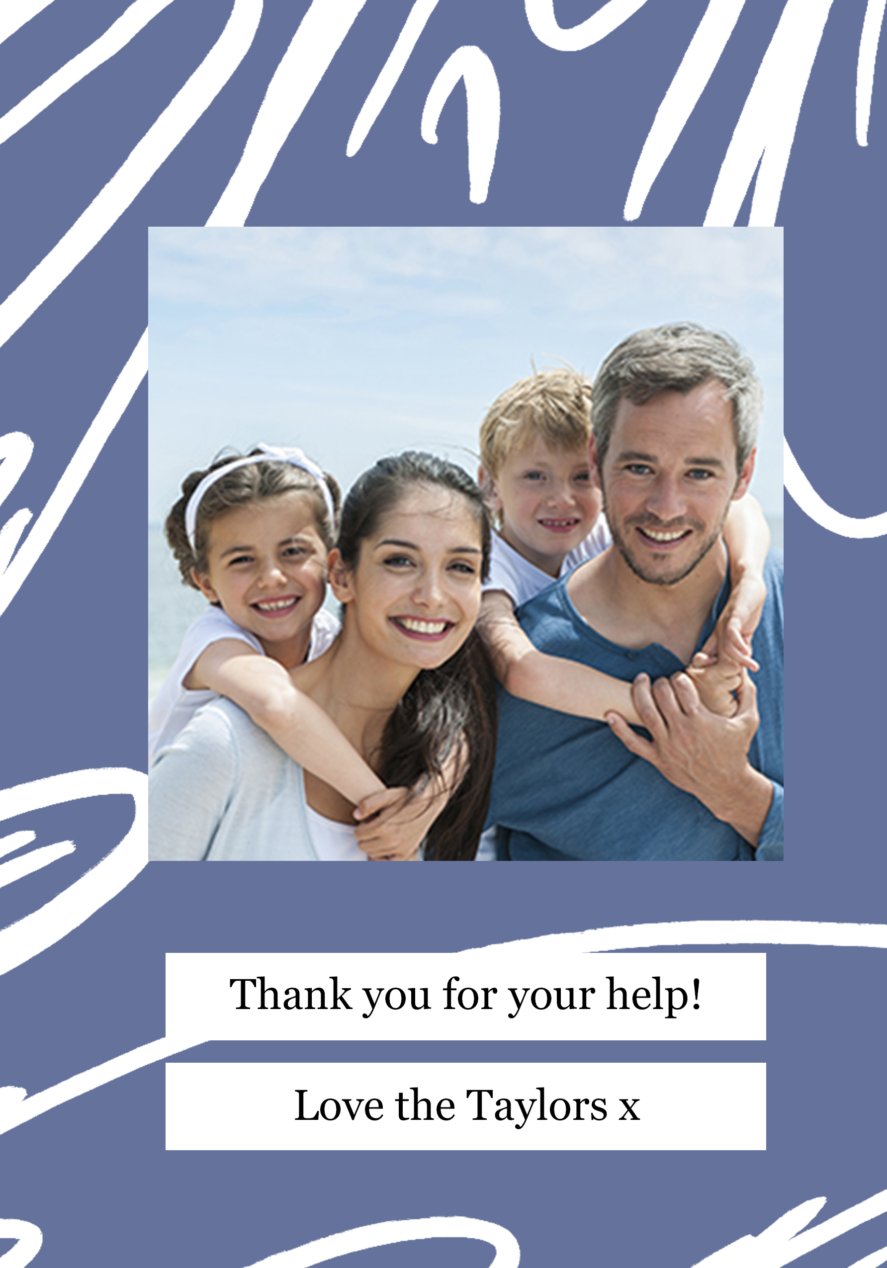 Photograph of Blue Scribble Pattern Personalised Card
