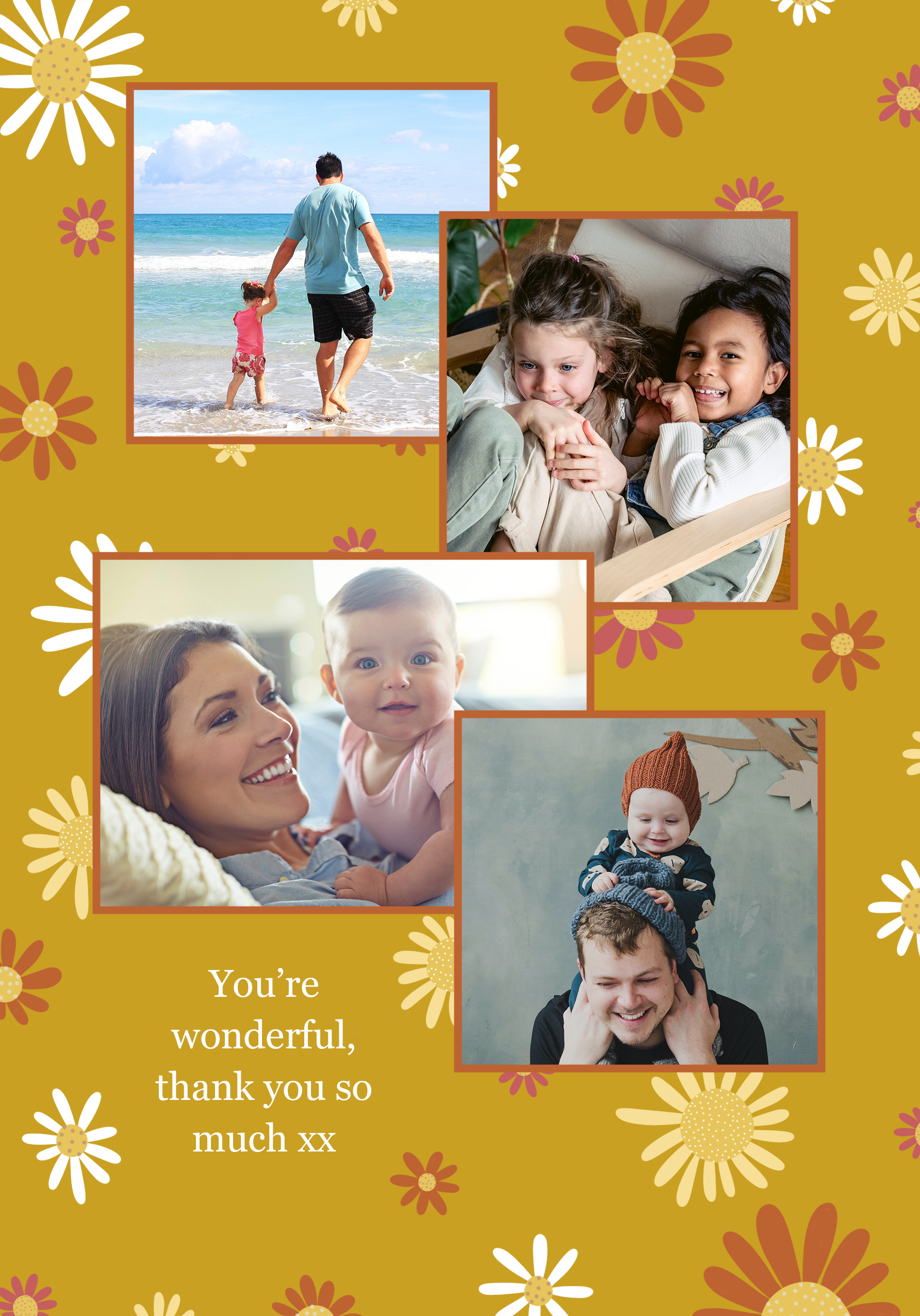 Photograph of Mustard Vintage Flower Personalised Card