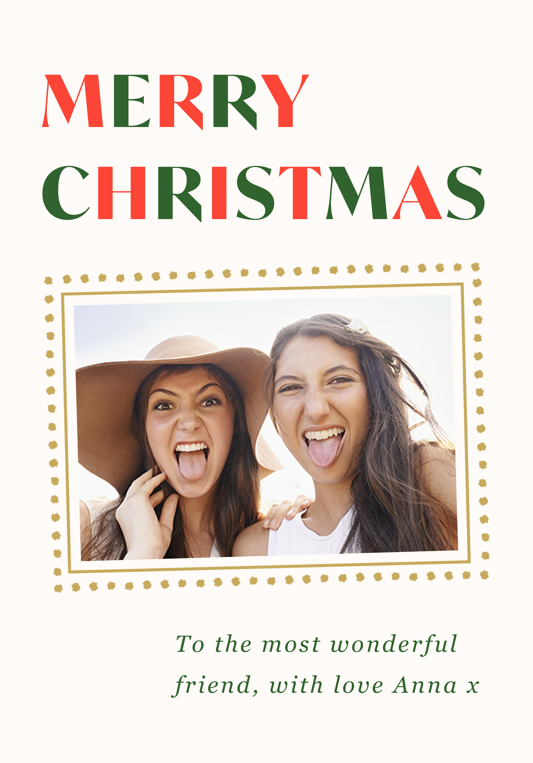 Photograph of Merry Christmas Gold Frame Personalised Card