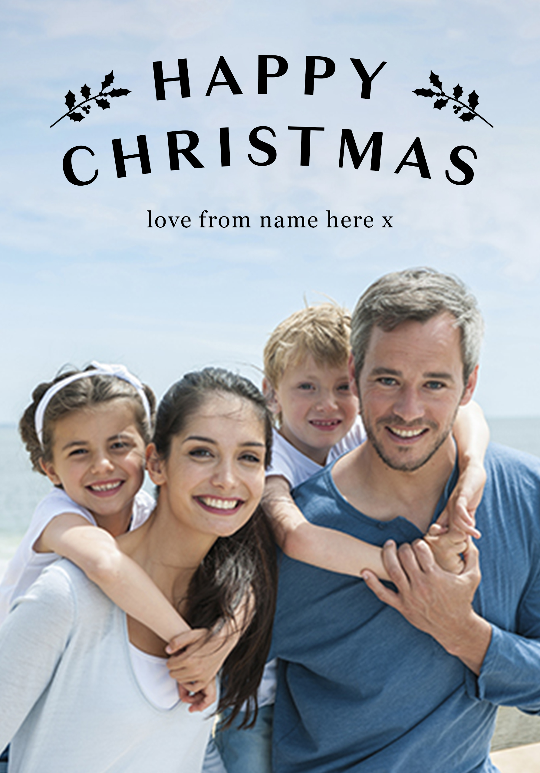 Photograph of Holly Photo Personalised Christmas Card
