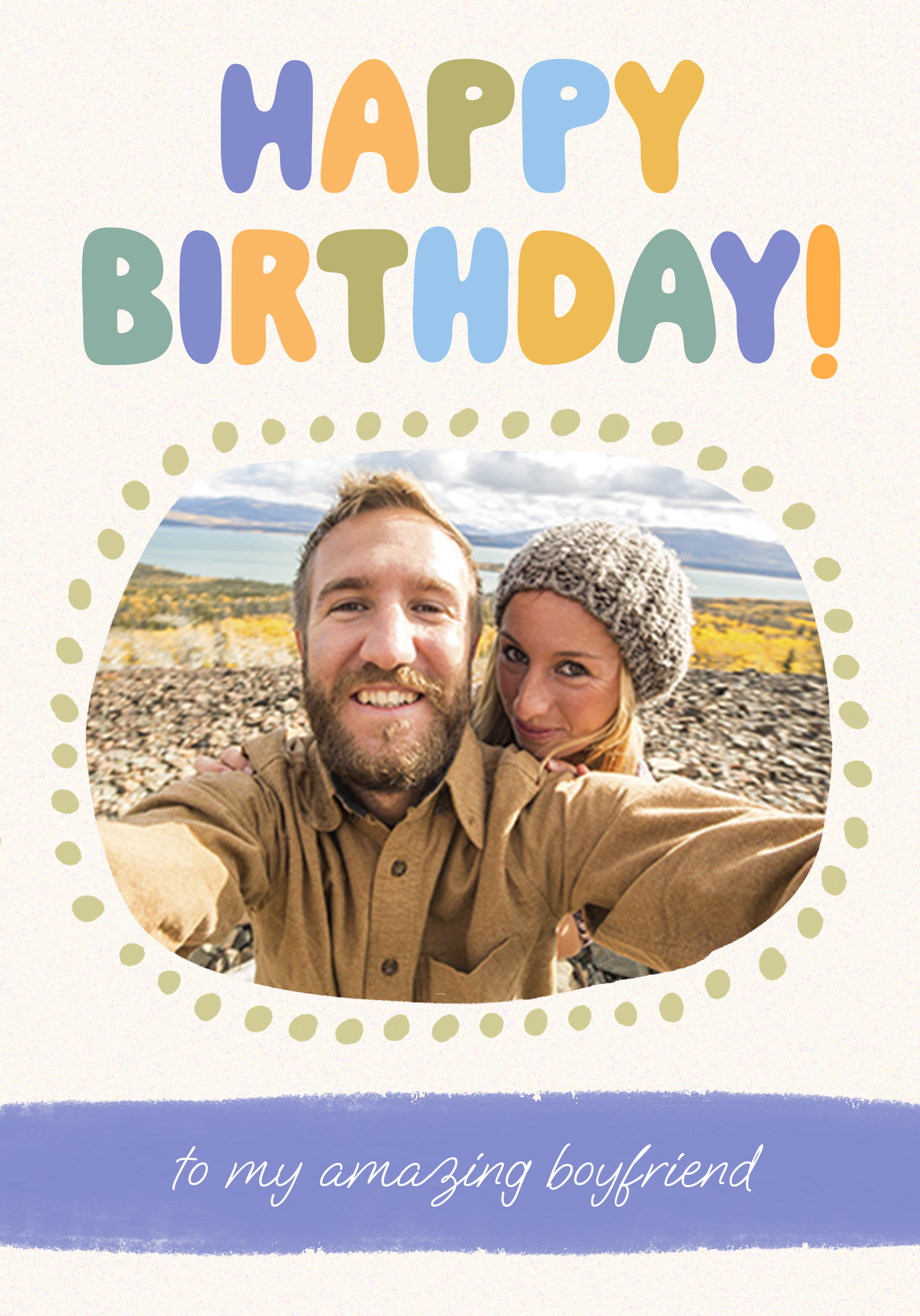 Photograph of Blue Pastels Frame Personalised Birthday Card