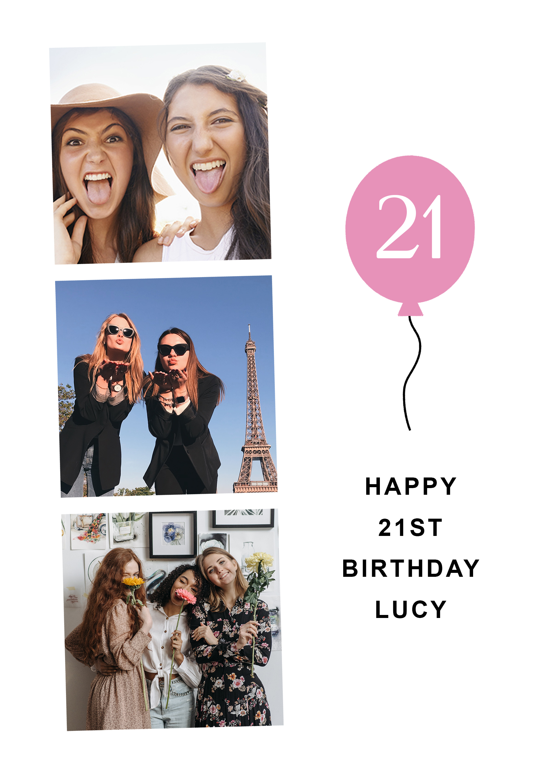Photograph of Pink Balloon Collage Personalised Card