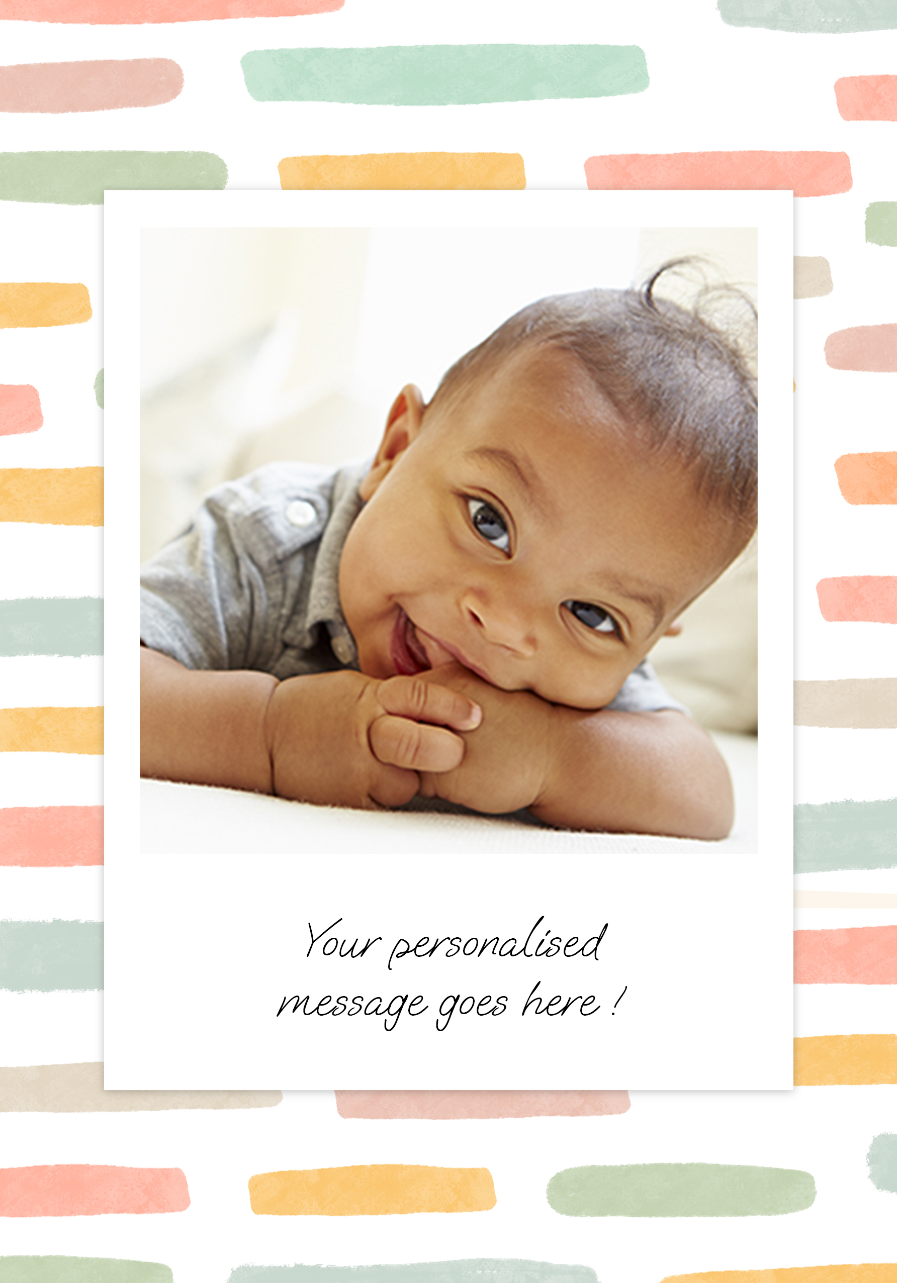 Photograph of Pastel Dashes Polaroid Personalised Card