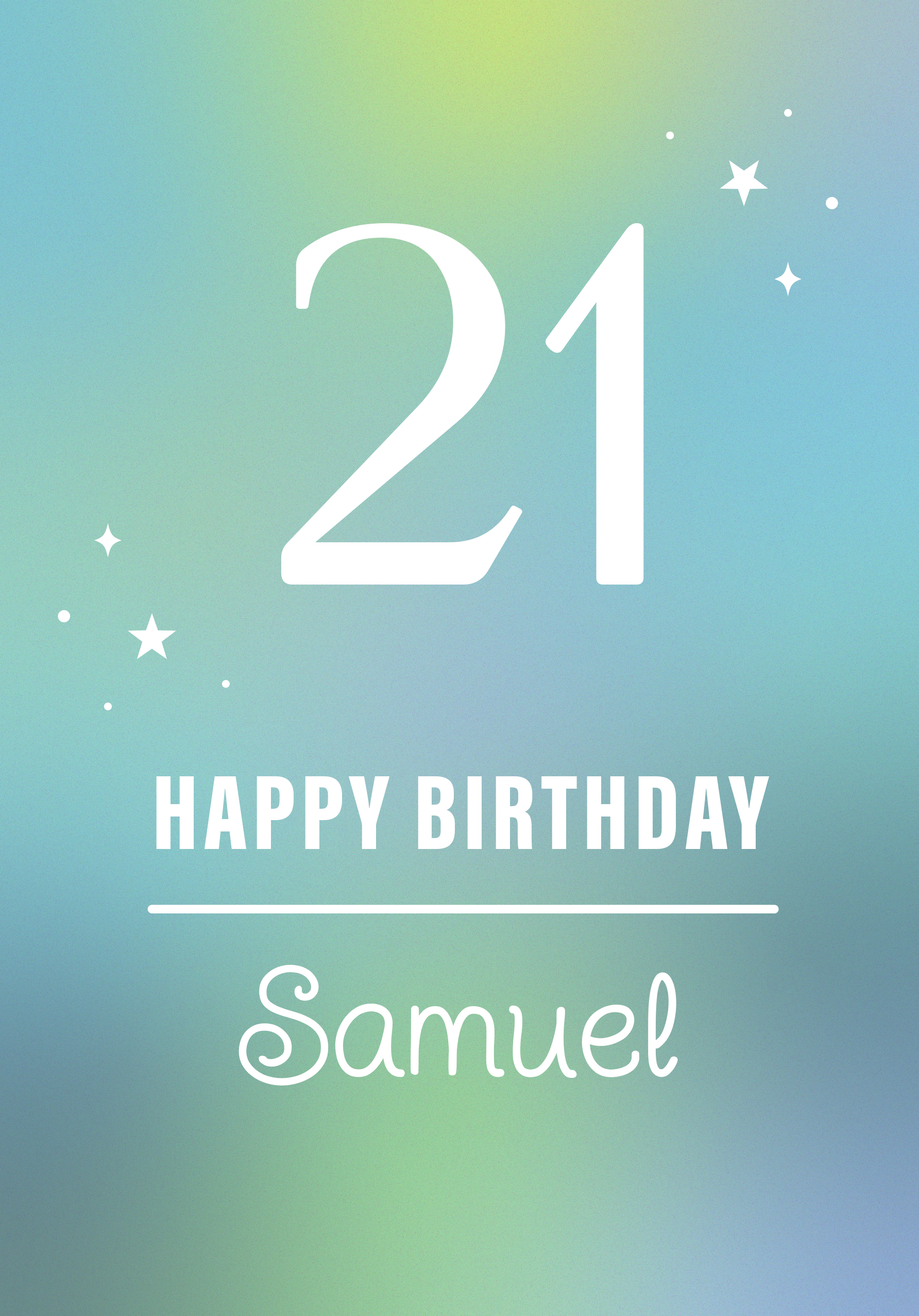 Photograph of Blue Green Star Birthday Personalised Card