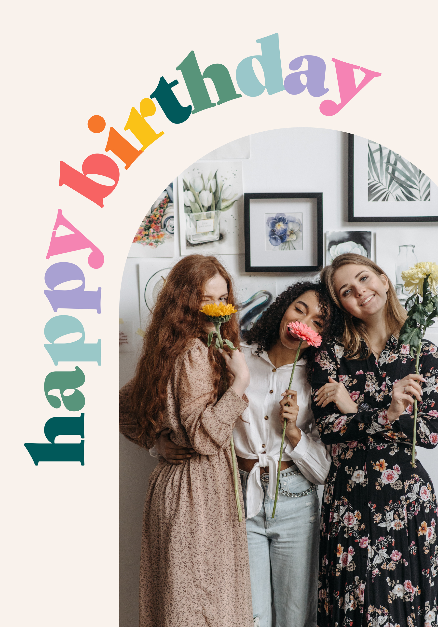 Photograph of Rainbow Curve Birthday Personalised Card