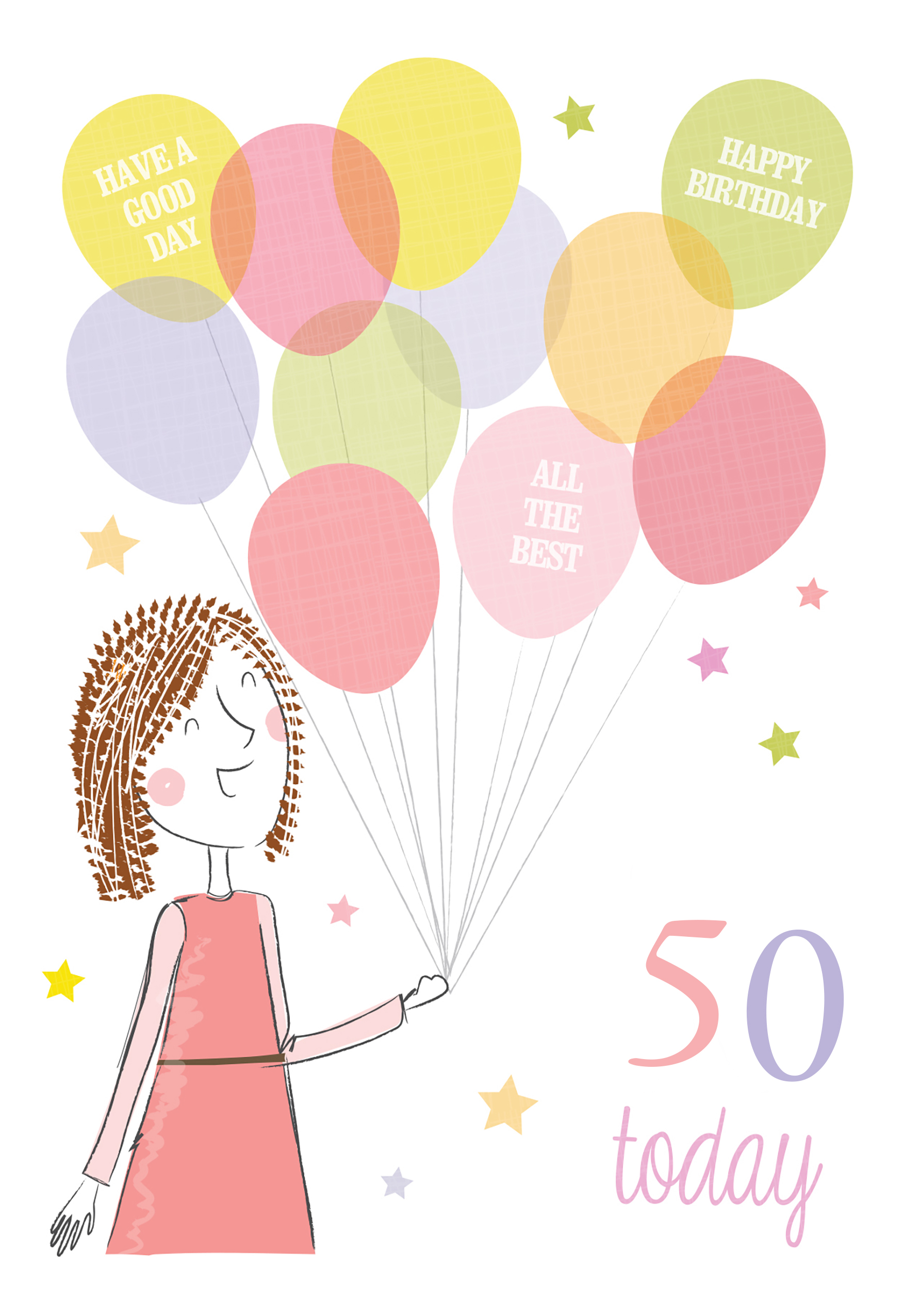 Photograph of Happy Birthday Girl Balloons Personalised Card