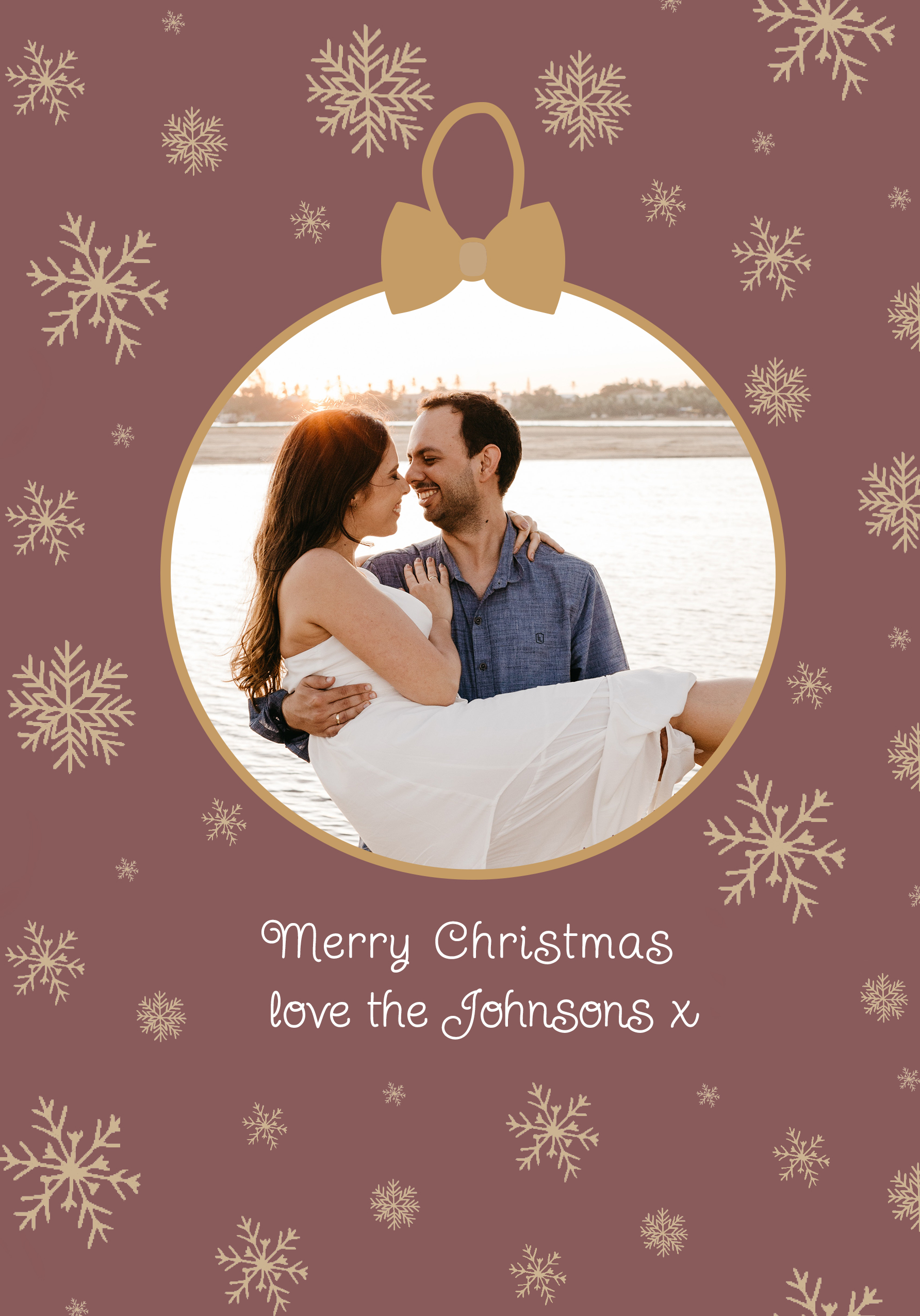 Photograph of Bauble Snowflake Christmas Personalised Card