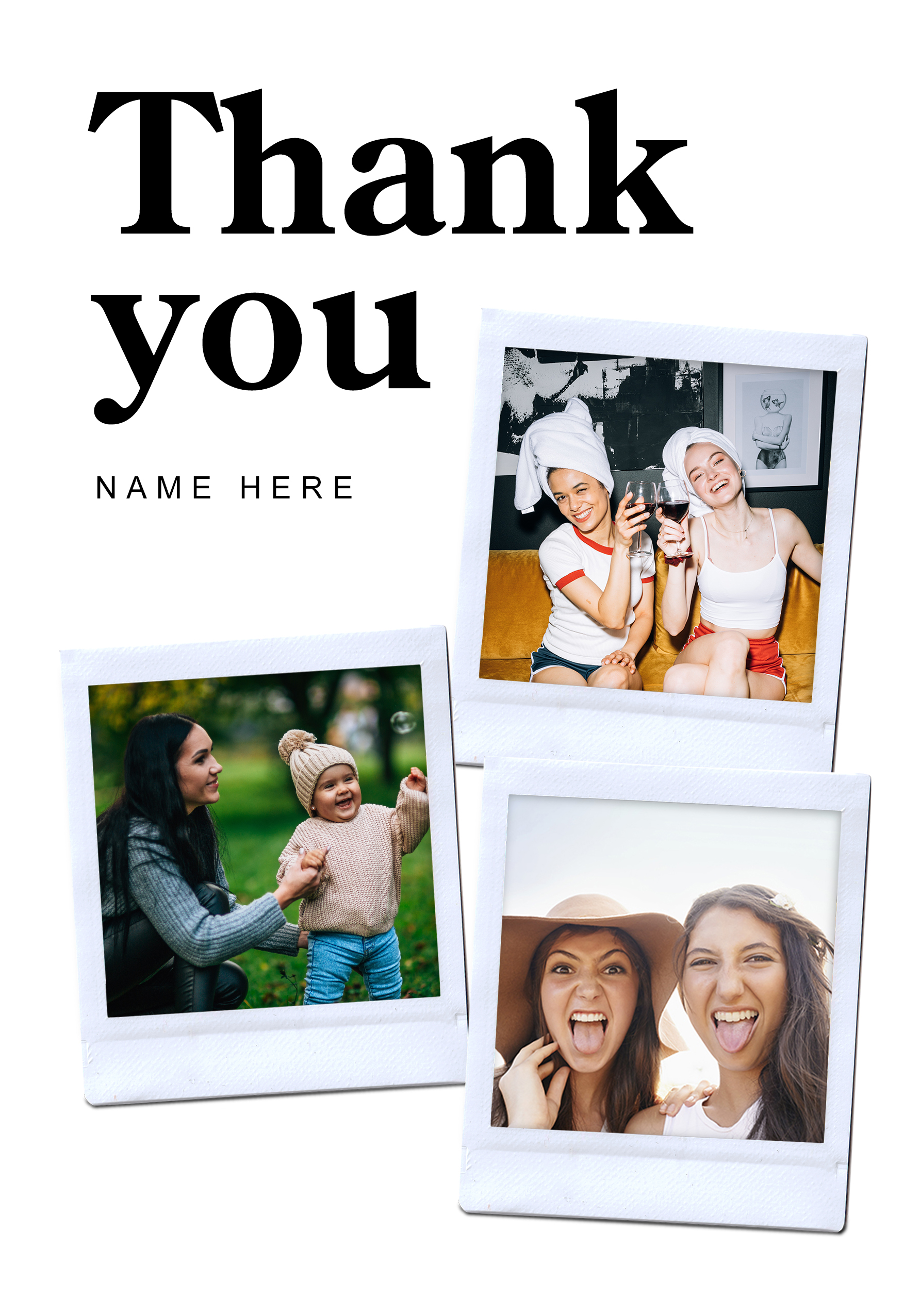 Photograph of Thank You Type Polaroid Personalised Card