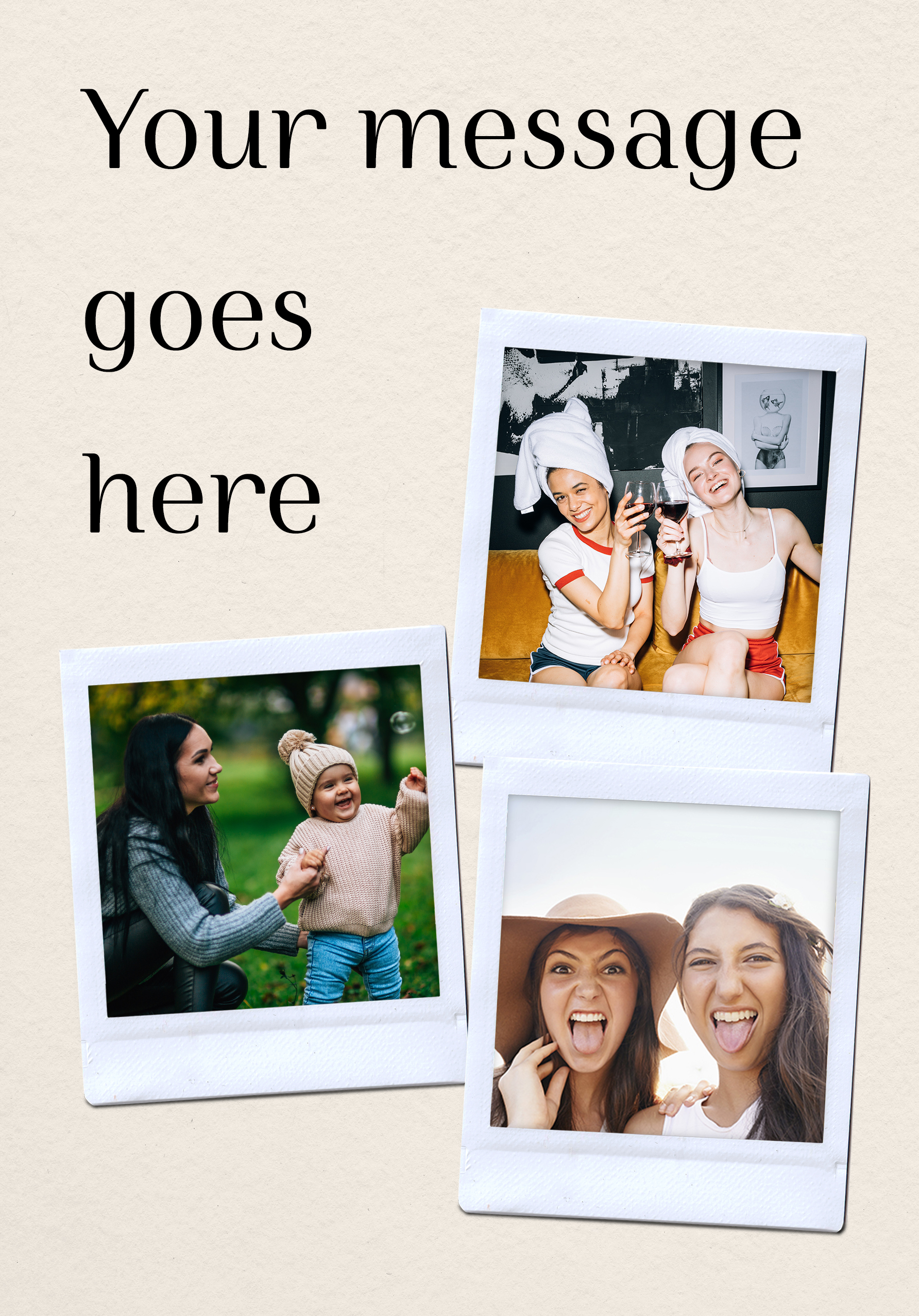 Photograph of Blank Three Polaroid Personalised Card