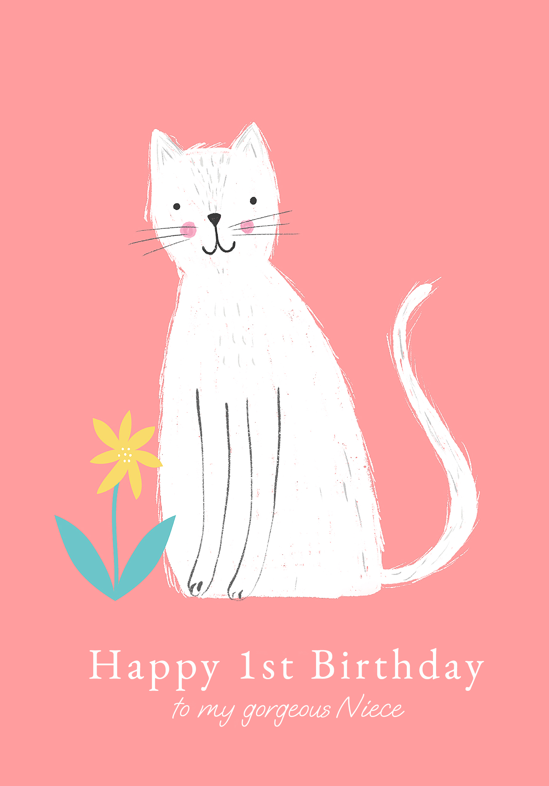 Photograph of Cute Cat Illustration Personalised Card
