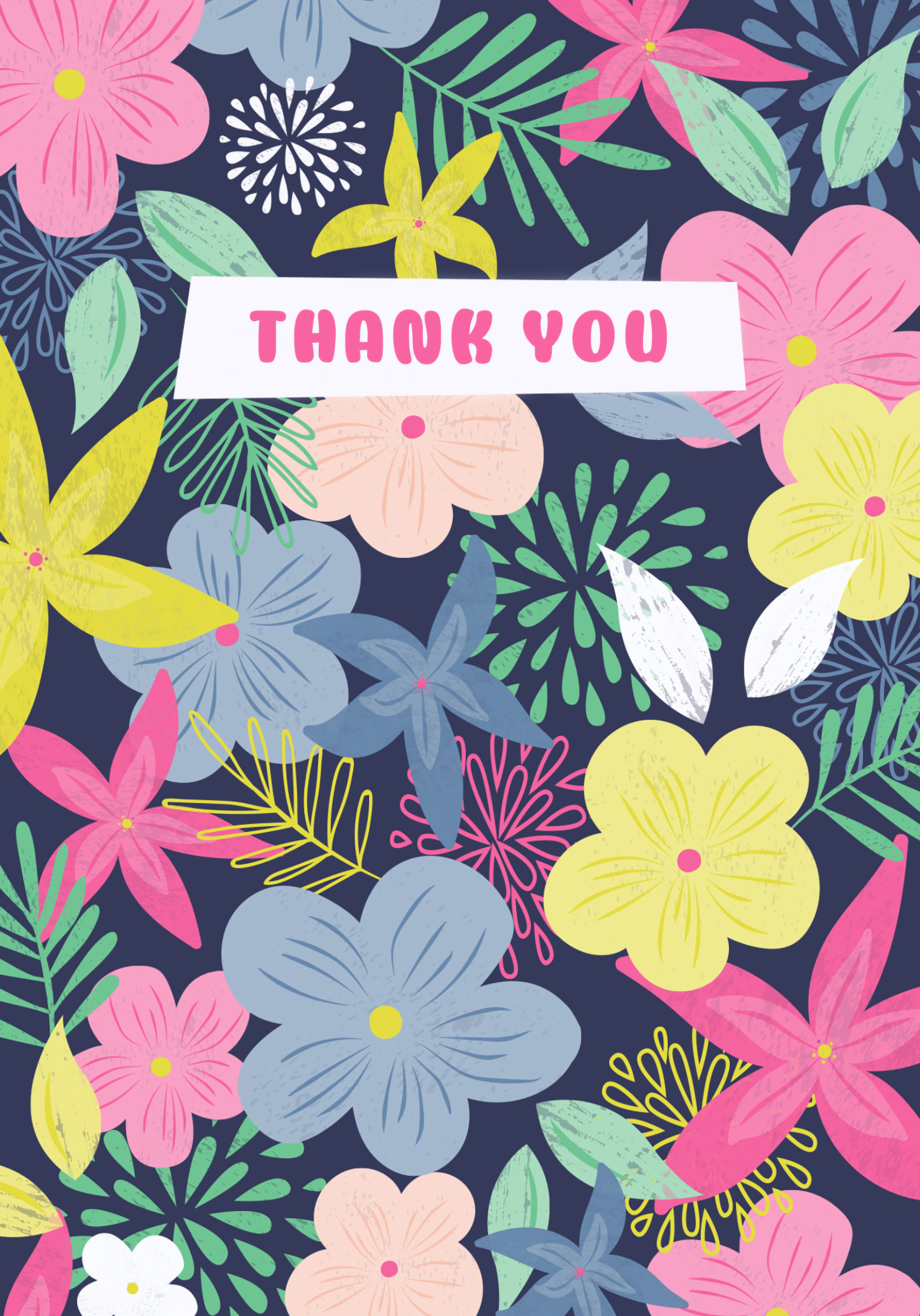 Photograph of Navy Jungle Flowers Personalised Card