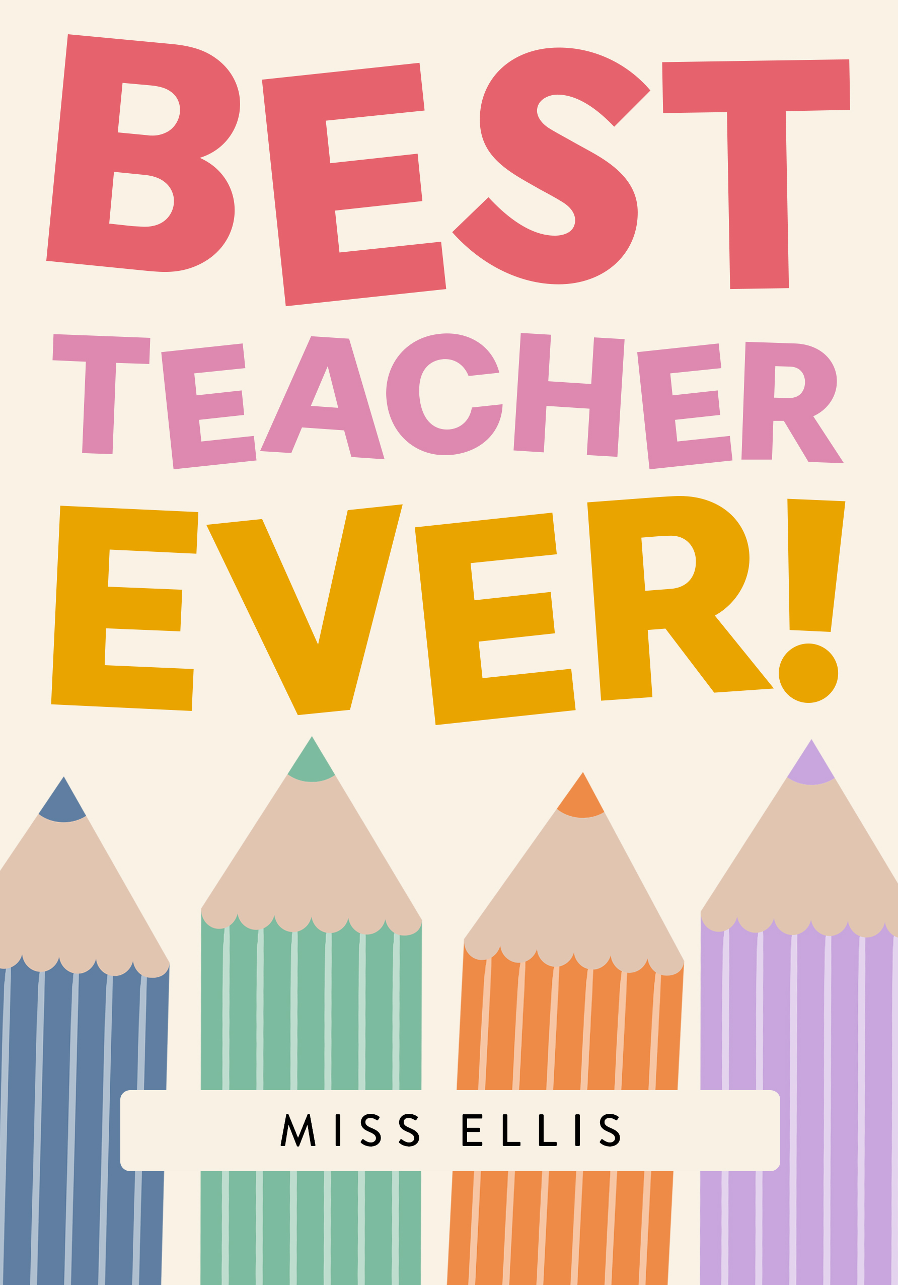 Photograph of Best Teacher Pencil Card