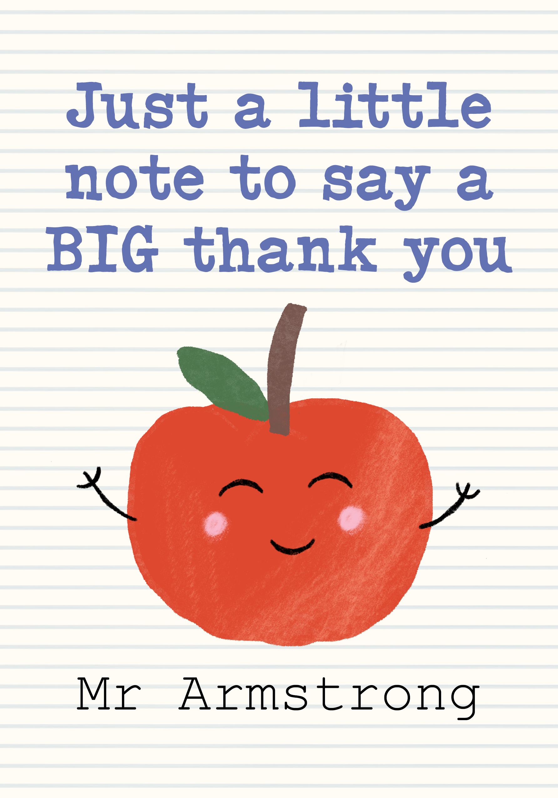 Photograph of Big Thank You Apple School Card