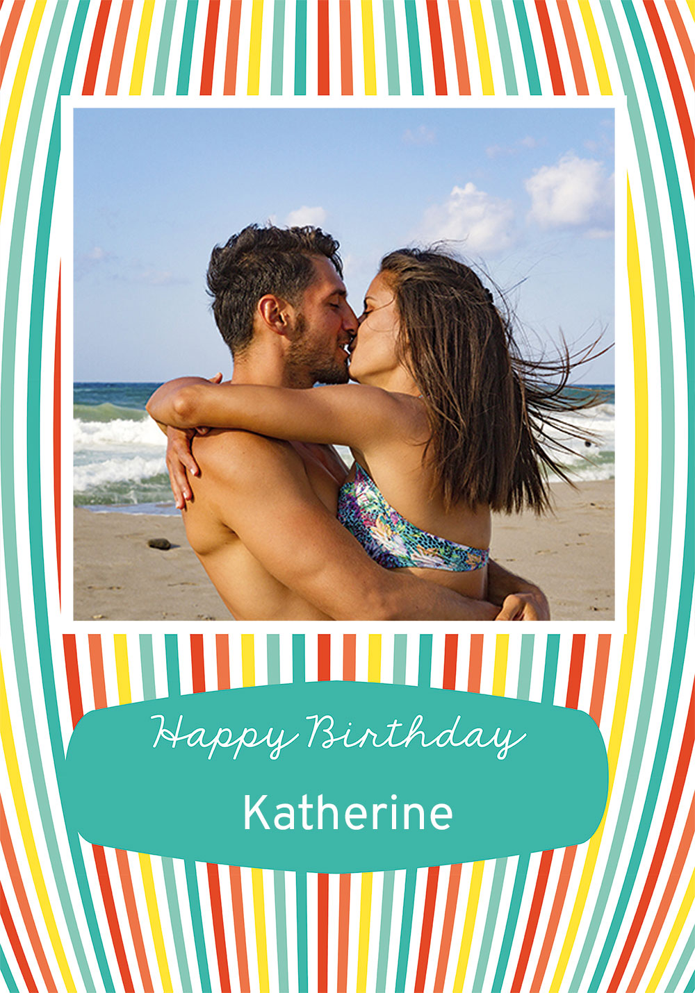 Photograph of Birthday Stripes Personalised Card
