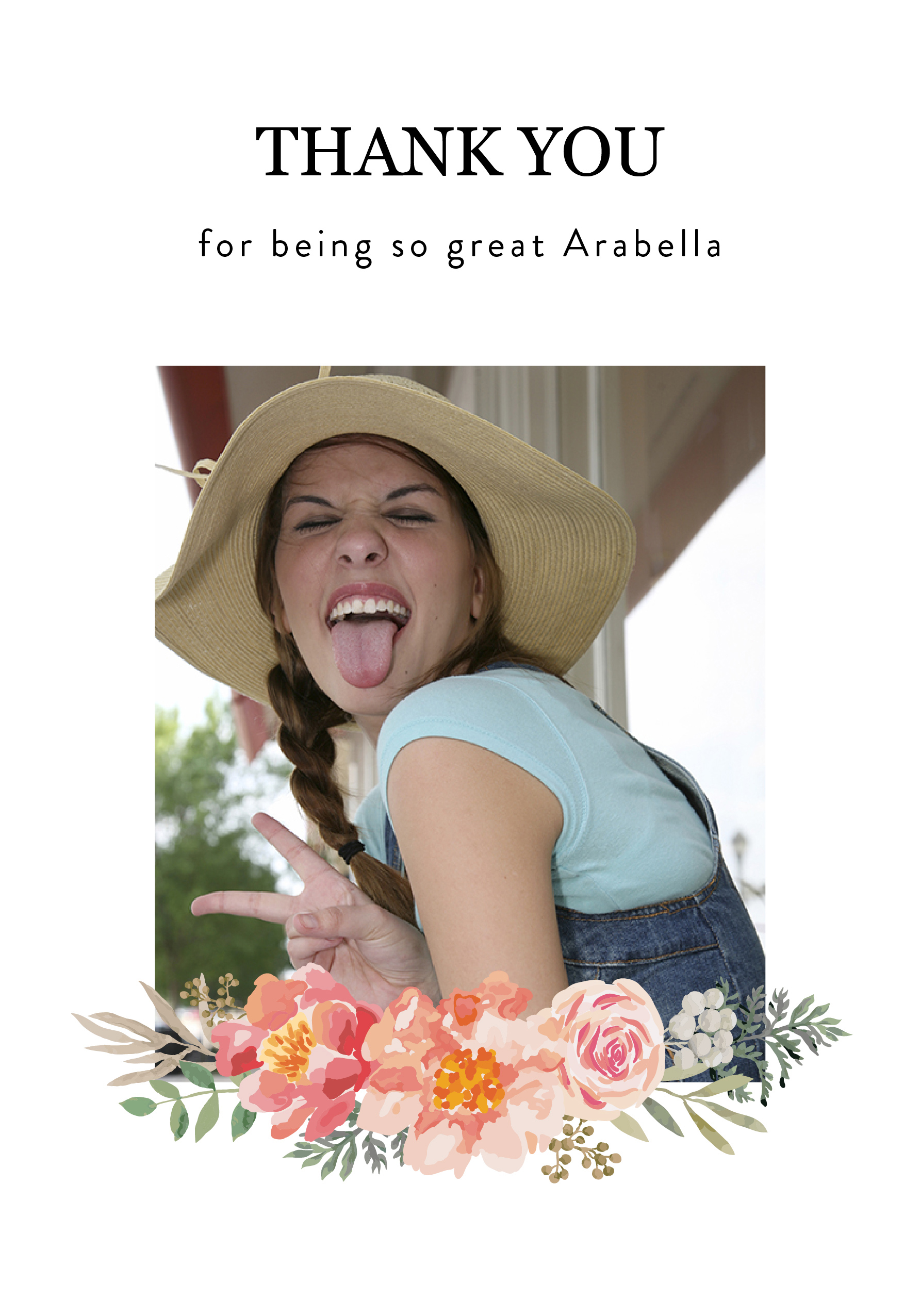 Photograph of Rectangle Floral Elements Thank You Card